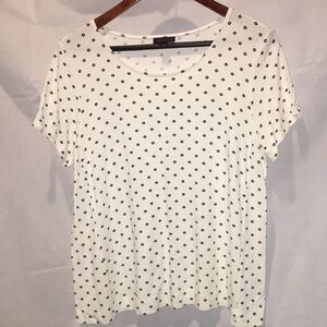 J Jill Black And White Floral Print Short Sleeve Top | Size MP
